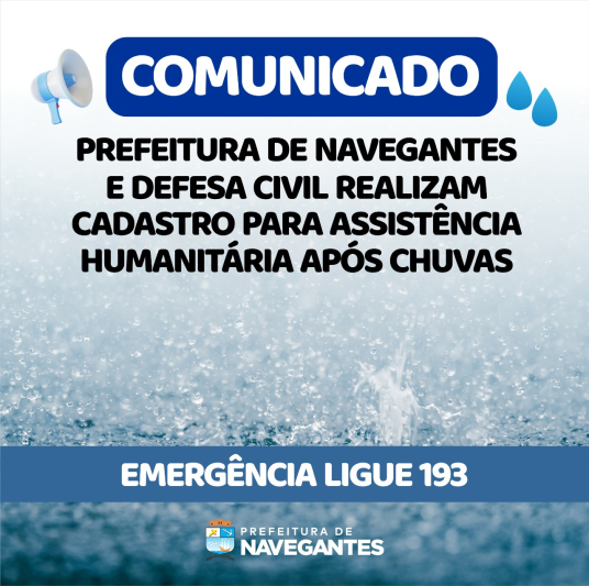 Prefeitura de Navegantes e Defesa Civil realizam cadastro para assistência humanitária após chuvas