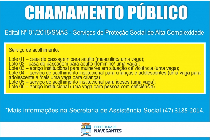 Assistência Social lançou chamamento público para Serviços Da Proteção Especial de Alta Complexidade
