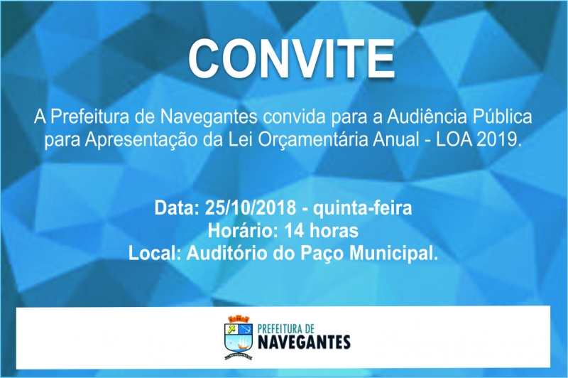 Navegantes realiza Audiência Pública para apresentação da Lei Orçamentária Anual – LOA 2019