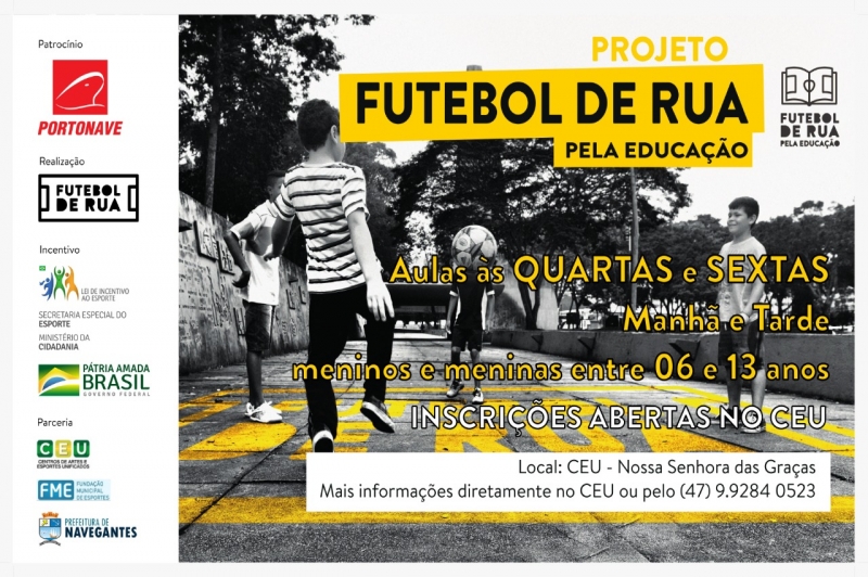 Inscrições abertas para o projeto Futebol de Rua no CEU