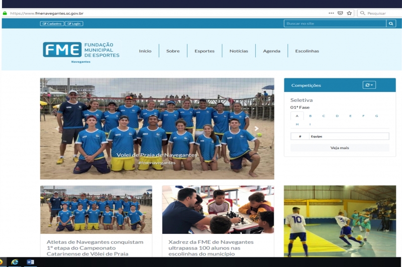 Fundação Municipal de Esportes de Navegantes lança site na Internet
