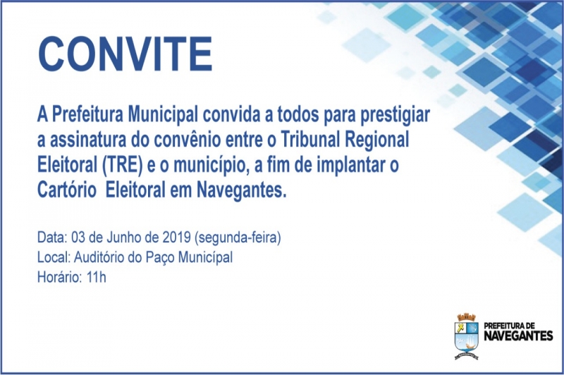 Assinatura de convênio para instalação do Cartório Eleitoral de Navegantes acontece na segunda-feira (03)