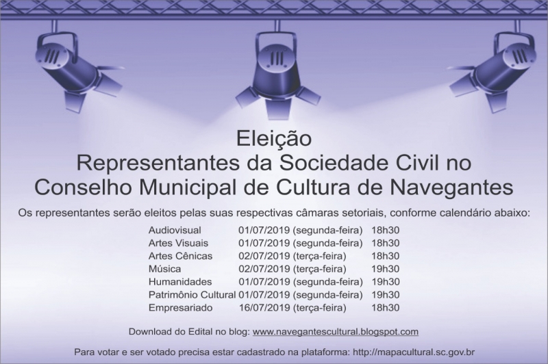 Eleição para o Conselho Municipal de Cultura acontece no mês de julho