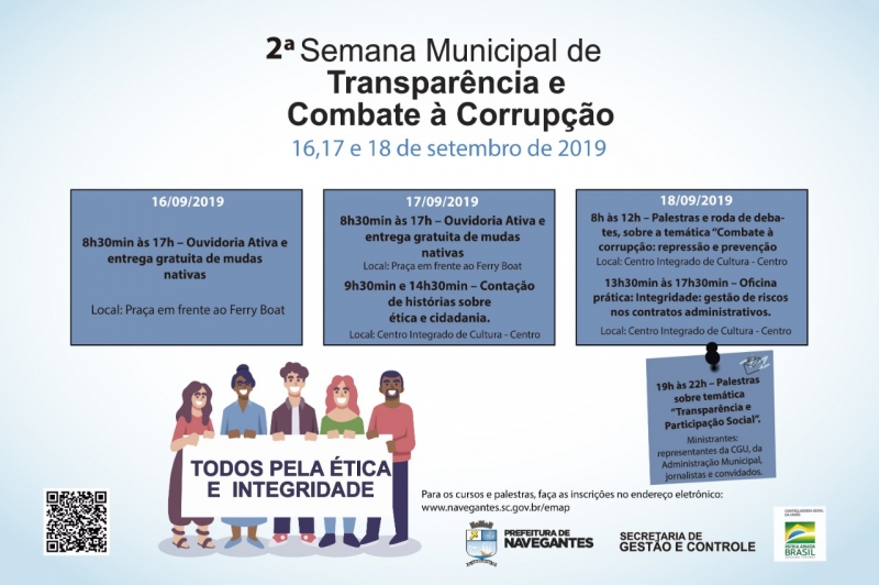 2ª Semana Municipal da Transparência e Combate à Corrupção acontece de 16 a 18 de setembro