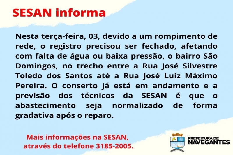 SESAN realiza conserto de rede em São Domingos