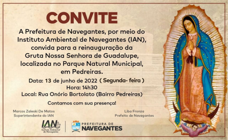 Reinauguração da Gruta Nossa Senhora de Guadalupe é nesta segunda-feira (13)