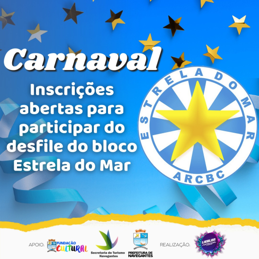 Inscrições abertas para participar do desfile do bloco Estrela do Mar no Carnaval de Navegantes