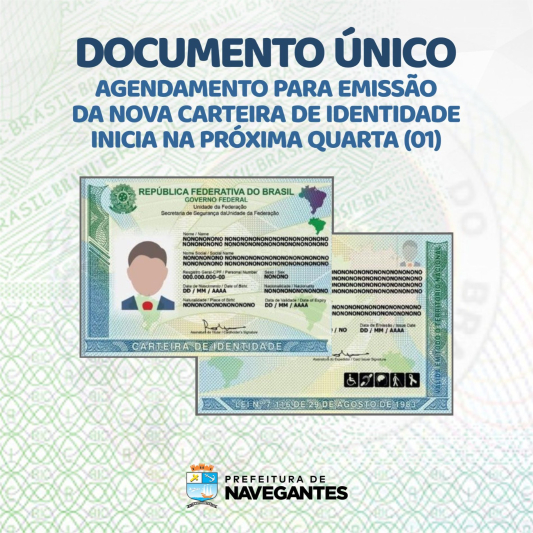 Agendamento para emissão da nova carteira de identidade inicia na próxima quarta (01)