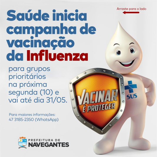 Saúde inicia campanha de vacinação da Influenza na próxima segunda (10) em Navegantes