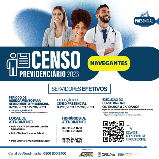 Começa nesta segunda-feira (9) o Censo Previdenciário 2023 para servidores públicos efetivos de Navegantes