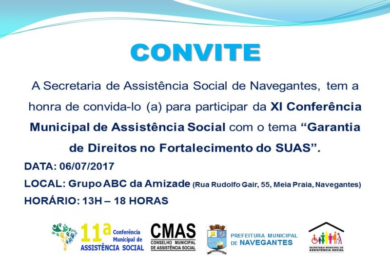 Navegantes promove a XI Conferência Municipal de Assistência Social