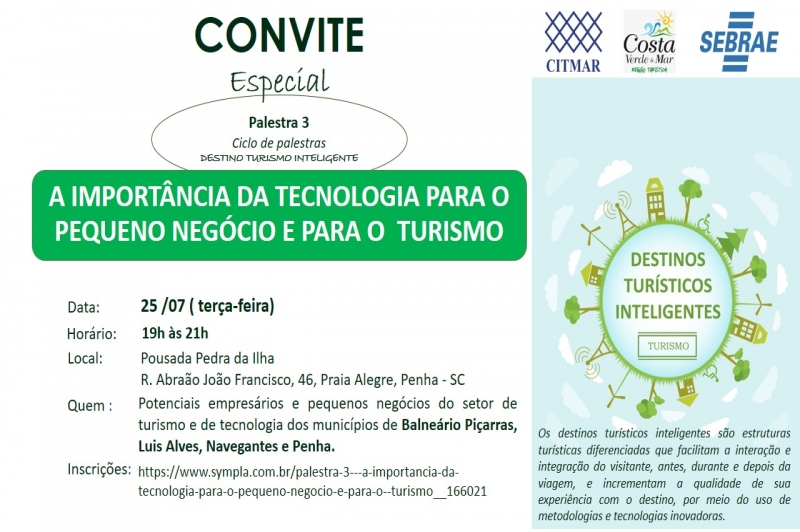 Abertas inscrições para palestra do Destino Turismo Inteligente e Workshop Ecoturismo e Turismo de Aventura 