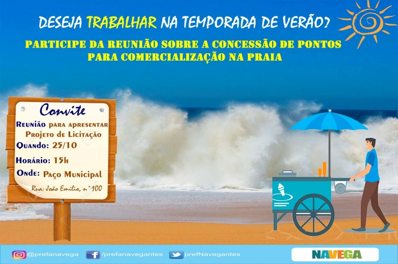 Prefeitura promove reunião para interessados na concessão de pontos na Praia de Navegantes 
