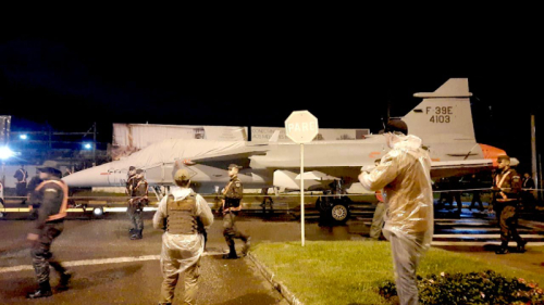 Secretaria de Segurança Pública acompanhou deslocamento das Aeronaves caças F-39 Gripen  até o aeroporto